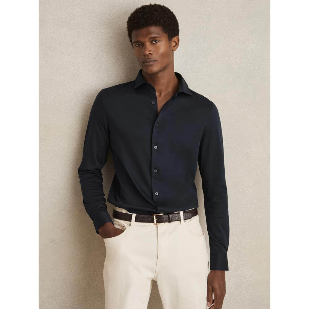 REISS Duke Air-Water Cotton Button-Through Shirt